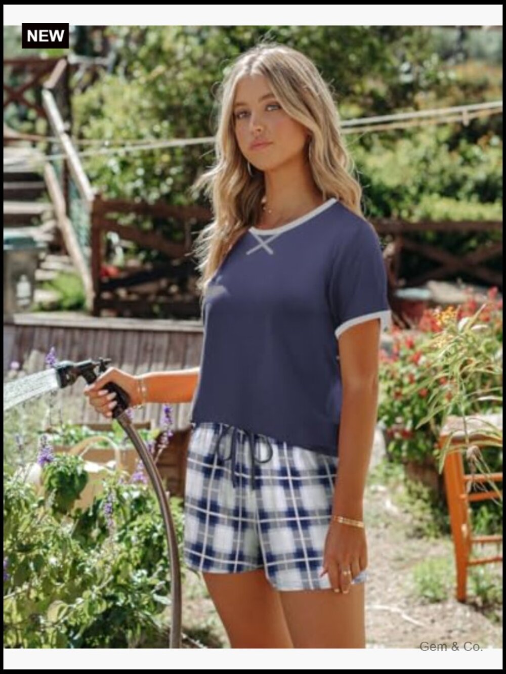 Women's 2-Piece Short Pajama Set Soft Lounge Sleepwear Short Sleeve - Picture 3 of 7